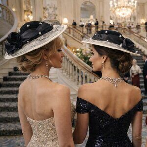 Vintage WHITTALL & JAVITS  Mid-20th Century Black and White Cocktail / Dress Hat